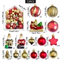 Set da 72 addobbi per albero di Natale con palline rosse, oro, campanelli e statuine - Stile Babbo Natale Slitta Rosso Oro