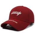 Adjustable burgundy cotton baseball cap with white Never Say Never embroidery - Adjustable / Red