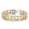 Bracelet chaîne de vélo 13mm pour homme en acier inoxydable poli or et argent - 23cm Acier Or (KB44599-D)