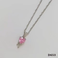Silver necklace with pink heart zircon pendant featuring a unique lava drip design - Lava Heart Necklace With Pink Zircon (D653) / Silver