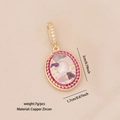 French vintage gold pendant with purple stone inlay and zirconia accents on beige texture - Purple Stone Oval Pendant (2#)