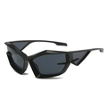 Gafas de sol ojo de gato negro mate futuristas con montura geométrica y lentes oscuras - Montura Negra Lente Gris