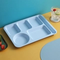 Light blue divided wheat straw lunch plate with six compartments for organized meals - Blue