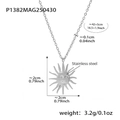 Collana con pendente a sole in argento e acciaio inossidabile con misure dettagliate - Collana Girasole Colore Acciaio (P1382)