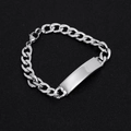 Zilveren roestvrijstalen Cubaanse schakelarmband met gepolijste ID-plaat voor gravering - G26 Gebogen Plaat (Gemiddeld Graveergebied)