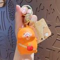 Orange cartoon animal keychain in soft silicone with gold ring for bag decoration - Surprise Bubble Blowing (Orange) / 1 Piece / Orange