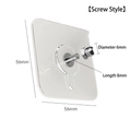 Transparent adhesive wall screw hook with 56x56mm base and 6x8mm metal screw bolt - Screw Type Adhesive Patch / 5.6*5.6cm
