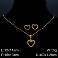 Set di gioielli a cuore in acciaio inossidabile dorato con collana e orecchini - Set da 2 pezzi (KS119864-K) / Oro