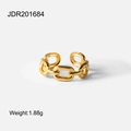 Détail d'une bague à maillons carrés en acier inoxydable plaqué or 18K pesant 1,88 g - Style de Forme de Chaîne(JDR201684)