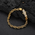 Pulsera de cadena de cuerda dorada de 6mm con cierre de diamantes sobre piedra negra - 9 pulgadas / Dorado