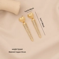 Pendientes de corazón dorados con colgantes largos de circonita y dimensiones - Estilo Cono Largo de Corazón Con Diamantes Completos (3#)