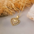 Gold heart pendant necklace with colorful enamel and white cubic zirconia accents - Colorful Border Heart / Gold