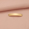 Golden brushed stainless steel curved bar pendant connector with double holes - Glossy Gold