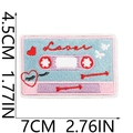 Detailed embroidery of a vintage tape patch with Lover text and decorative heart motifs - W3GS-142-12