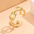 Anello a catena minimalista in acciaio inossidabile dorato con design regolabile - Anello Aperto Catena Oro (J03065) / Oro