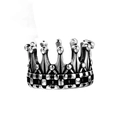 Elegante anello a corona da donna in acciaio inossidabile argento su sfondo bianco - US 7 / Color Acciaio