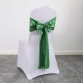 Glossy green satin chair sash bow tied on white wedding banquet seat cover - Green
