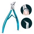 Blue stainless steel cuticle nipper with slanted blade and precision spring mechanism - High Quality Cuticle Nipper (Blister Packaging)