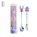 Christmas cutlery set with purple reindeer and gingerbread man toppers in gift box - Hanging Box 2-Piece Set E