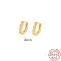 Minimale 6mm goldene S925 Sterling Silber Creolen mit funkelnden Zirkonia-Steinen besetzt - 6mm / Gold