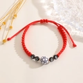 Detail of 2026 World Cup handmade braided red football bracelet with adjustable knot - Red Braided Style(5696)