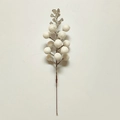 Close-up of white frosted artificial berry branch for Christmas tree DIY decor - White