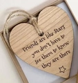 Heart-shaped wooden friendship star ornament in a kraft paper gift box with twine - Q (7.5*7.5) Friends Like Stars - Heart Wood + Box