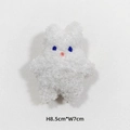 Detail of a plush white bunny charm with lamb wool texture, size 8.5cm by 7cm - Brooch Style / White Rabbit