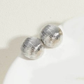 Minimalist silver spherical stud earrings with brushed texture and textured surface - Brushed Style (ES2424-6) / Silver