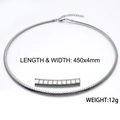 Collana minimalista a catena piatta in argento 450mm lunghezza e 4mm larghezza acciaio - Stile Texture Orizzontale (KN33838-Z) / 450mm x 4mm / Color Acciaio