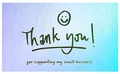 Single holographic thank you card with gradient blue and purple design for small business - 50mm x 90mm / Style C-Purple Blue Gradient with Smiley