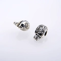 Vintage silver skull beads for DIY jewelry making with hollow hole for stringing - Antique Silver
