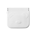 Witte siliconen mini-etui met schattig 3D-berenreliëf en stevige metalen scharniersluiting - Wit
