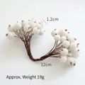 White frosted berry stems for Christmas DIY decorations with 1.2cm berries, weighing 19g - White Berry Clusters