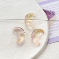 Macro shot of three pink and yellow gradient moon-shaped glass beads for DIY jewelry - Gradient Pink Yellow Crescent (12# 10Pcs Price)