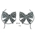 Sparkly acrylic bow-shaped breast jewelry stickers with silver rhinestones, XT-51 - XT-51 Silver Bow Sticker