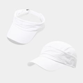 White quick-dry baseball cap and visor set with pleated design for outdoor sun protection - Adjustable / White