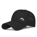 Lightweight black mesh baseball cap with mountain logo for breathable sport activities - Adjustable / Black
