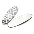 Oval stainless steel DIY pendants featuring one flower pattern and one blank polished surface - Floral Embossed Oval Pendant 15mmx46mm