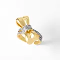 Adjustable gold-plated bow ring with micro-pave cubic zirconia and a polished finish - Micro-pave Bowknot Style (B)