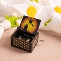 Hand-cranked wooden music box with Halloween witch illustration and carved patterns - Halloween 3