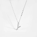 Minimalist S925 sterling silver chain necklace with pavé zircon letter Y pendant - 925 Silver / Letter Y