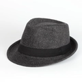 Chapeau fedora gris classique avec ruban noir décoratif pour styles d'automne hiver - Réglable / Noir
