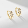 Goldene 925er Sterlingsilber-Ohrringe mit rechteckigen, klaren Zirkonia-Steinen - Gelb