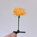 Cute orange daisy hair clip with green stem and black alligator clip for women - Yellow Sunflower