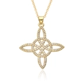 Collana con nodo celtico dorato con cristalli di zircone bianco su fondo bianco - Stile Stella a Quattro Punte Nodo Celtico (h231)