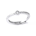 Adjustable silver letter ring in 18k plated finish with sparkling zircon pave setting - Letter O