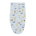 Lange d'emmaillotage bleu clair avec motifs girafe et éléphant pour nouveau-né - Couverture Emmaillotage Motif Cerf Bleu