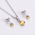 Set gioielli stile francese in argento con pendente in zircone giallo e orecchini a lobo - Set Rotondo in Zircone Giallo