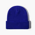 Royal blue ribbed knit beanie hat with classic folded cuff for winter warmth - Sky Blue